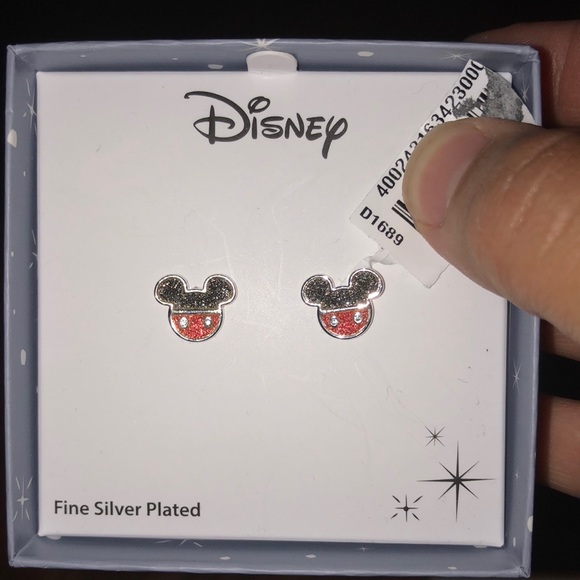 Disney Other - DISNEY GIRLS  NEW MICKEY MOUSE EARRINGS! BLACK AND RED! FINE SLIVER PLATED.